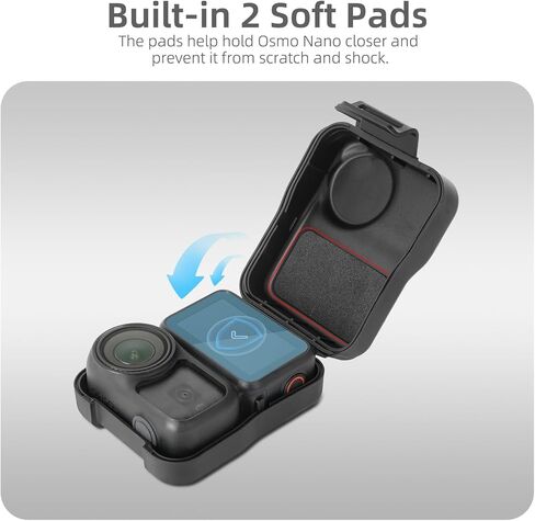 حقيبة سفر لملحقات DJI Osmo Nano، حافظات حماية لشاشة عدسة Osmo Nano ذات هيكل صلب صغير، مدمجة، محمولة، مقاومة للماء، لتخزين الأنشطة الخارجية أثناء السفر، مع حزام معصم (أسود) in Saudi Arabia