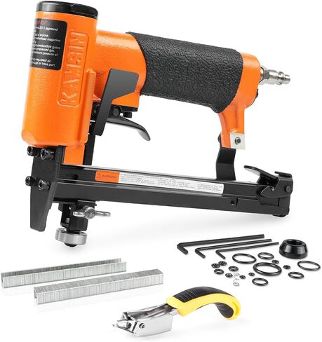 KN8016SG 21 Gauge Pneumatic Upholstery Stapler Continuous Firing with Guide Roller, 1/2'' Crown Staples, 1/4'' - 5/8'' Length, Air Power Upholstery Staple Gun for Furniture and Fabric in Saudi Arabia