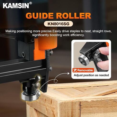 KN8016SG 21 Gauge Pneumatic Upholstery Stapler Continuous Firing with Guide Roller, 1/2'' Crown Staples, 1/4'' - 5/8'' Length, Air Power Upholstery Staple Gun for Furniture and Fabric in Saudi Arabia