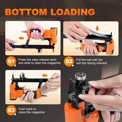 KN8016SG 21 Gauge Pneumatic Upholstery Stapler Continuous Firing with Guide Roller, 1/2'' Crown Staples, 1/4'' - 5/8'' Length, Air Power Upholstery Staple Gun for Furniture and Fabric in Saudi Arabia