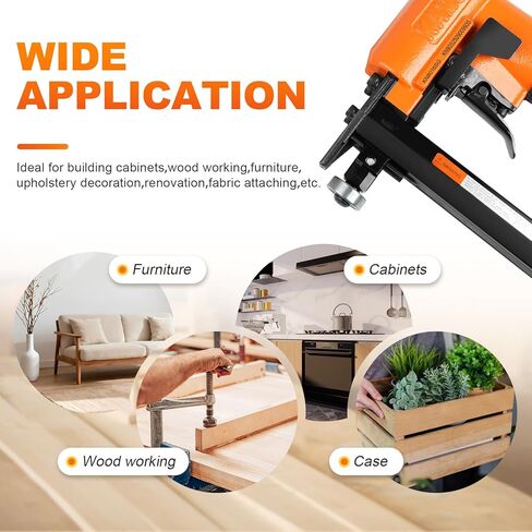 KN8016SG 21 Gauge Pneumatic Upholstery Stapler Continuous Firing with Guide Roller, 1/2'' Crown Staples, 1/4'' - 5/8'' Length, Air Power Upholstery Staple Gun for Furniture and Fabric in Saudi Arabia