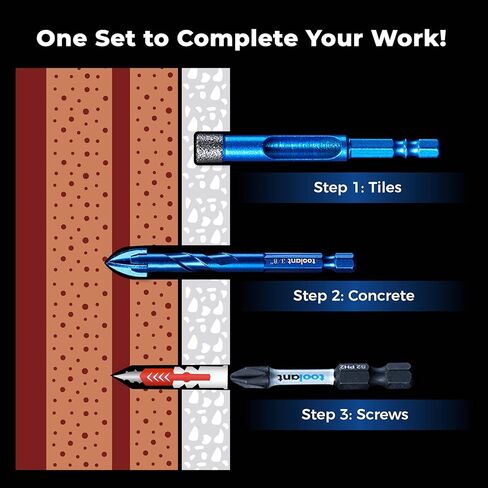 toolant Diamond Drill Bits Set 10PCS, Glass Drill Bits for Drilling Holes in Glass，Procelain,Ceramic and Tile, Tile Drill Bit with 1/4 Inch Quick Change Hex Shank,3/16"-3/8" in Saudi Arabia