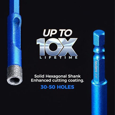 toolant Diamond Drill Bits Set 10PCS, Glass Drill Bits for Drilling Holes in Glass，Procelain,Ceramic and Tile, Tile Drill Bit with 1/4 Inch Quick Change Hex Shank,3/16"-3/8" in Saudi Arabia