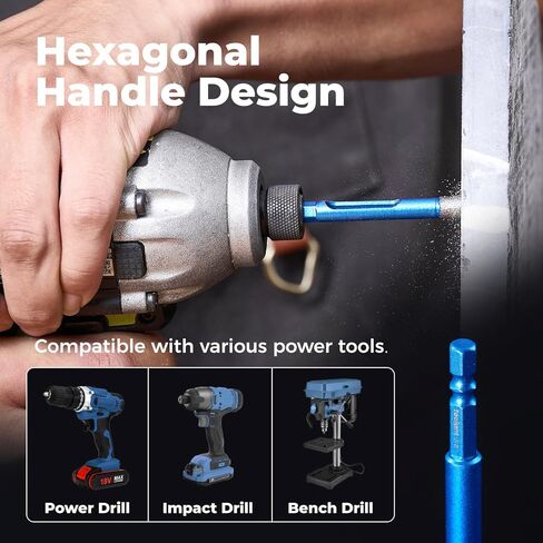 toolant Diamond Drill Bits Set 10PCS, Glass Drill Bits for Drilling Holes in Glass，Procelain,Ceramic and Tile, Tile Drill Bit with 1/4 Inch Quick Change Hex Shank,3/16"-3/8" in Saudi Arabia