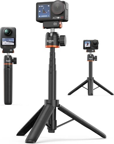 21.4" Extendable Selfie Stick & Tripod for DJI Action 6, Osmo Nano, Dual-Direction Magnetic, 2-in-1 Hand Grip w 360° Ball Head, Mini Extension Rod/Travel Vlogging Stand/Accessory for Video Recording in Saudi Arabia