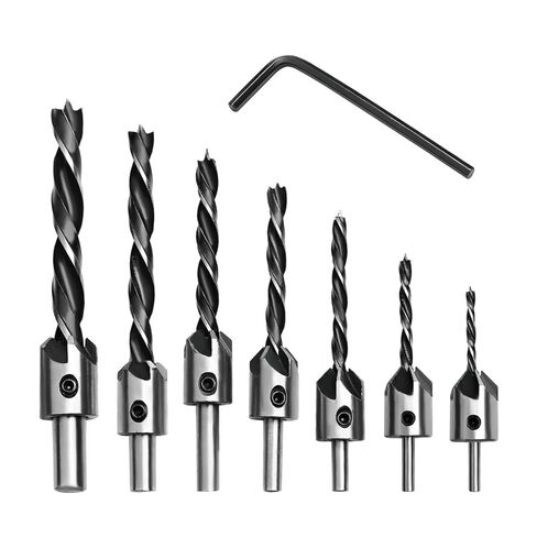 8 PCS Countersink Drill Bit Set Woodworking Chamfer Counter Sinker Drill Bits 3 Pointed High Speed Steel Drill Bits with One L Wrench for Wood Tools Sets Drilling Chamfer Punch in Saudi Arabia
