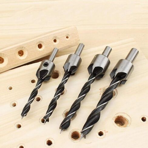 8 PCS Countersink Drill Bit Set Woodworking Chamfer Counter Sinker Drill Bits 3 Pointed High Speed Steel Drill Bits with One L Wrench for Wood Tools Sets Drilling Chamfer Punch in Saudi Arabia
