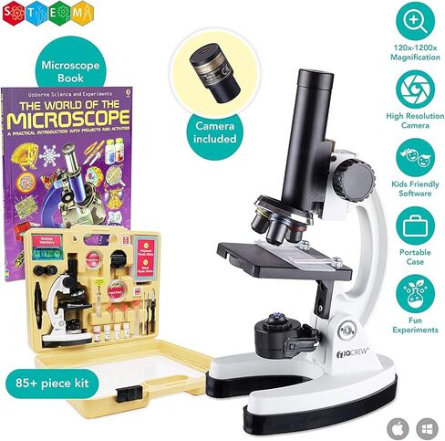 IQCREW M40-WM Kid's Premium 85+ Piece Microscope, Color Camera and Interactive Kid's Software Kit with World of Microscope Book in Saudi Arabia
