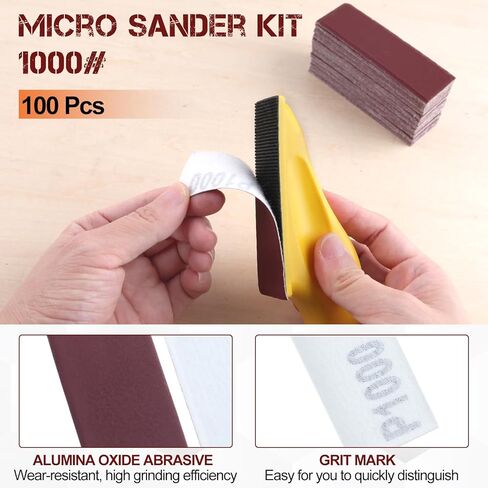100Pcs 1000 Grit Micro Detail Sander Paper Kit 3.5" x 1.2" Hook and Loop Sandpaper Strips Detail Refills Finishing Sander Paper in Saudi Arabia