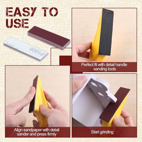 100Pcs 1000 Grit Micro Detail Sander Paper Kit 3.5" x 1.2" Hook and Loop Sandpaper Strips Detail Refills Finishing Sander Paper in Saudi Arabia