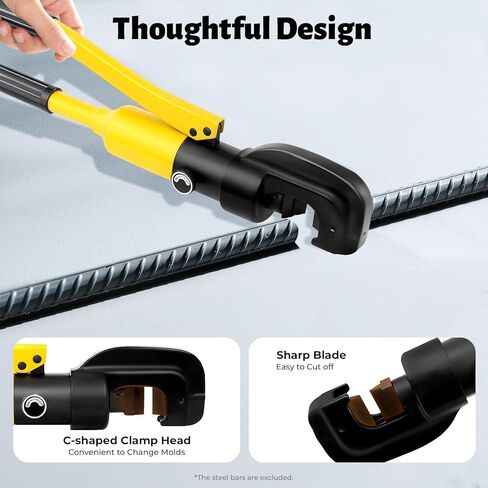 قاطع حديد التسليح اليدوي الهيدروليكي 13 طن، أداة قطع قضيب فولاذي محمولة باليد تصل إلى 22 مم (7/8 بوصة) مع صندوق تخزين، شديدة التحمل للبناء، كهربائية in Kuwait