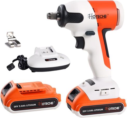 Hoteche 20V Cordless Brushless Impact Wrench - 2 x 2.0Ah Batteries, 60-Min Fast Charge, 260Nm Torque, 1/2" Drive, LED Light, Storage Case in Saudi Arabia