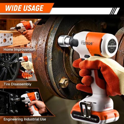 Hoteche 20V Cordless Brushless Impact Wrench - 2 x 2.0Ah Batteries, 60-Min Fast Charge, 260Nm Torque, 1/2" Drive, LED Light, Storage Case in Saudi Arabia