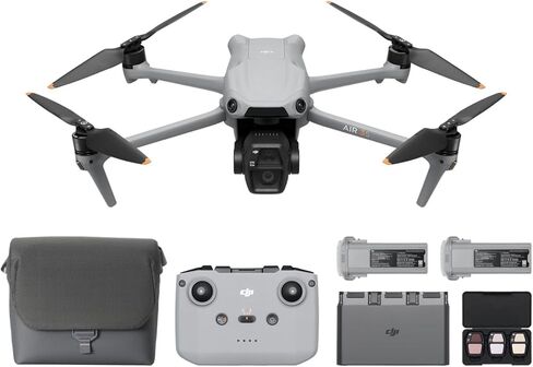 مجموعة DJI Air 3S Fly More Combo (RC-N3)، طائرة بدون طيار مزودة بكاميرا CMOS واسعة الزاوية ومتوسطة الحجم مقاس 1 بوصة، فيديو HDR بدقة 4K/60 إطارًا في الثانية، واستشعار العوائق الليلية متعدد الاتجاهات (متجدد) in Kuwait