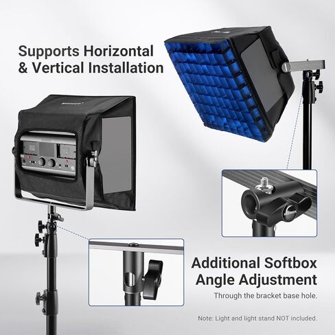 NEEWER ترقية Softbox Diffuser فقط لـ NEEWER RGB1200 Video Light، 14.6 بوصة × 13.6 بوصة / 37 × 34.5 سم صندوق ناعم قابل للطي مع شبكة / حقيبة / غطاء تعتيم، إعداد سريع لإضاءة التصوير الفوتوغرافي في استوديو الصور، NS5S in Kuwait