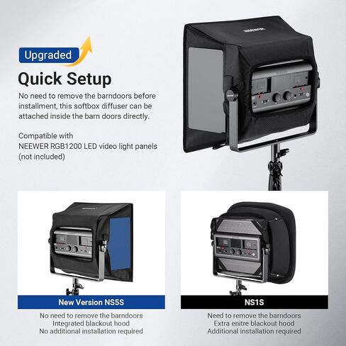 NEEWER ترقية Softbox Diffuser فقط لـ NEEWER RGB1200 Video Light، 14.6 بوصة × 13.6 بوصة / 37 × 34.5 سم صندوق ناعم قابل للطي مع شبكة / حقيبة / غطاء تعتيم، إعداد سريع لإضاءة التصوير الفوتوغرافي في استوديو الصور، NS5S in Kuwait