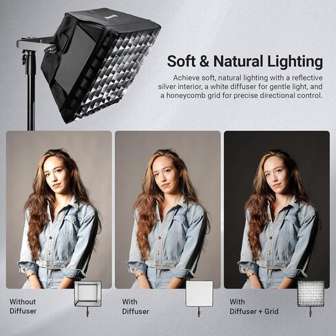 NEEWER ترقية Softbox Diffuser فقط لـ NEEWER RGB1200 Video Light، 14.6 بوصة × 13.6 بوصة / 37 × 34.5 سم صندوق ناعم قابل للطي مع شبكة / حقيبة / غطاء تعتيم، إعداد سريع لإضاءة التصوير الفوتوغرافي في استوديو الصور، NS5S in Kuwait