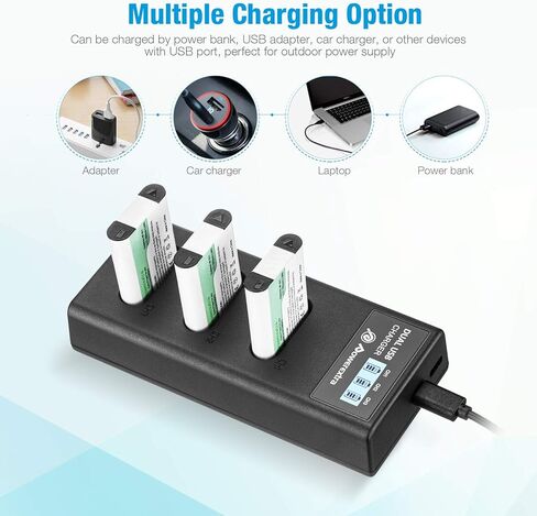 3 حزم بطارية NP-BX1 وشاحن USB ثلاثي القنوات لسوني NP-BX1 وسوني Cyber-Shot DSC-RX100، DSC-RX100 II، DSC-RX100M II، DSC-RX100 III، DSC-RX100 IV، DSC-RX100 V/VII، ZV-1 in Kuwait
