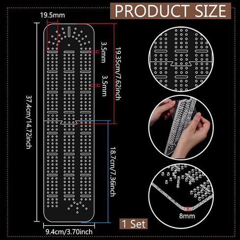 PH PandaHall Cribbage Board Templates 3-Track Router Guide Clear Acrylic Template Track Style Woodworking Project with 8mm Hole for DIY Cribbage Boards Router Guide Playing Cards Crafting in Saudi Arabia
