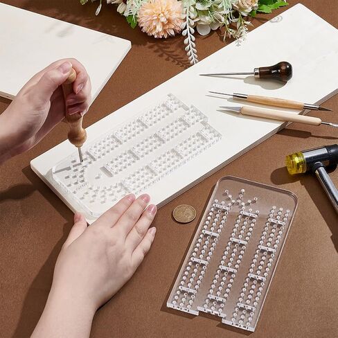 PH PandaHall Cribbage Board Templates 3-Track Router Guide Clear Acrylic Template Track Style Woodworking Project with 8mm Hole for DIY Cribbage Boards Router Guide Playing Cards Crafting in Saudi Arabia