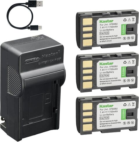 Kastar 4-Pack Battery and AC & USB-C Charger, Compatible with JVC BN-VF808 BN-VF815 BN-VF823 BN-VF915 BN-VF923 for GR-D GZ-HD GZ-MG GZ-HM Series Camcorders in Saudi Arabia