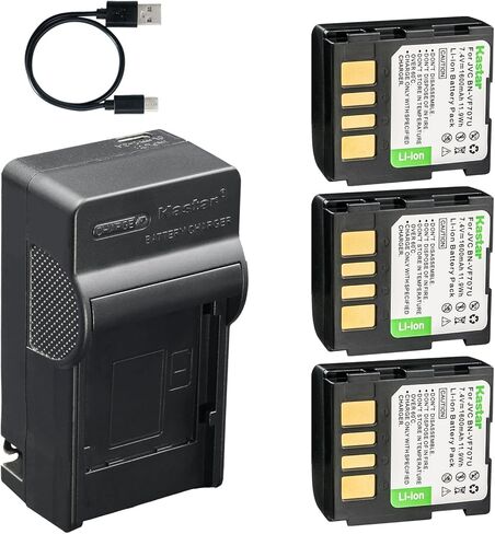 Kastar 3-Pack Battery and AC & USB-C Charger, Compatible with JVC BN-VF707 BN-VF714 BN-VF733 for GR-D GR-DF GR-X Everio GZ-MG Series Camcorders in Saudi Arabia