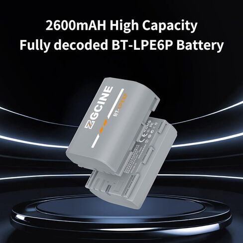 مجموعة بطارية وشاحن بديلة ZGCINE LP-E6P، عبوتان LP-E6P 2600 مللي أمبير في الساعة لكاميرات Canon R,R5,R6,R7,R5MarkII,R6MarkIII, R6MarkII,R5C,60D,70D,80D,90D,5DS,5DSR,5DMark II/III/IV in Saudi Arabia