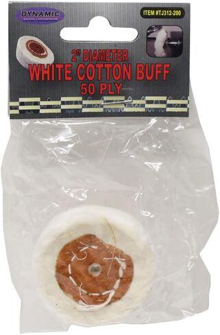 DYNAMIC (2 Pack) White Cotton Buff | 2" (5.1 cm) Diameter | Fine-Grade Muslin with Durable Leather Center | Circular Stitching in Saudi Arabia