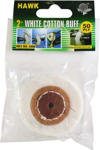 DYNAMIC (2 Pack) White Cotton Buff | 2" (5.1 cm) Diameter | Fine-Grade Muslin with Durable Leather Center | Circular Stitching in Saudi Arabia