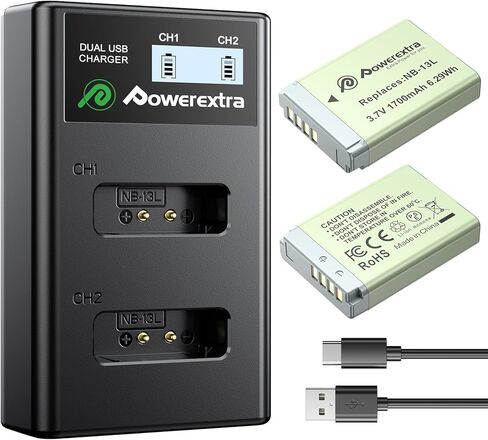 2-Pack NB-13L Battery Compatible with Canon PowerShot G7 X Mark II,G7 X Mark III,G7 X, G5 X, G5X Mark II, G9 X, G9 X Mark II, G1 X Mark III, SX740 HS,SX730 HS,SX620 HS,SX720 HS in Saudi Arabia