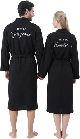 Jecery 2 Pack His and Hers Robes Gifts Cotton Waffle Kimono Embroidered Matching Robes Party Anniversary Wedding in Saudi Arabia
