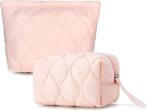 3 أجهزة كمبيوتر مركبة كيس مكياج مجموعة Coquette مستحضرات التجميل منظم سفر المستحضرات التفضيل ، متوسطة صغيرة كبيرة ، منتفخ محمولة لطيف للنساء ، الوردي in Kuwait