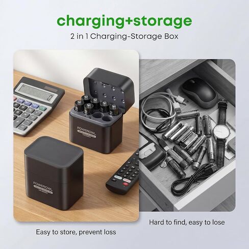 POWEROWL Rechargeable Lithium AA Batteries 8 Pack with Charger, 1.5V Constant Output 3600mWh Double A Battery with Lithium/NiMH Charger Storage Box for Camera/Game Controller in Saudi Arabia