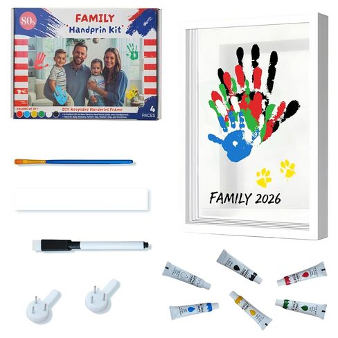 80S Family Handprint Kit, Handprint Art Craft DIY Kit, Baby Hand Print Gift for New Moms, Parents, Grandparents, 6 Safe, Non-Toxic Paints, Ideal for Mother's Day, Father's Day, Anniversary & More in Kuwait