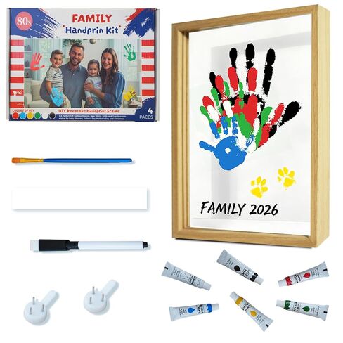 80S Family Handprint Kit, Handprint Art Craft DIY Kit, Baby Hand Print Gift for New Moms, Parents, Grandparents, 6 Safe, Non-Toxic Paints, Ideal for Mother's Day, Father's Day, Anniversary & More in Kuwait