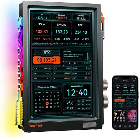 Divoom Times Frame-10.1" Digital Picture Frame Transparent IPS with RGBLED Rotary Knob WiFi 64GB 400+Clock Faces Widget 50+API Feeds Gift Mode Pixel Art Community Personalized Data Display (White) in Saudi Arabia