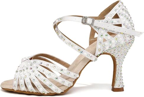 AOQUNFS Women's Rhinestones Latin Dance Shoes Ballroom Salsa Performance Professional Practice Dancing Shoes in Saudi Arabia