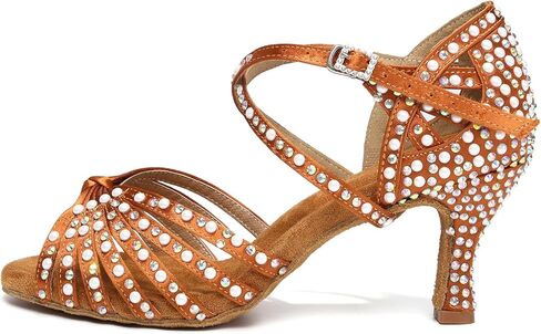 AOQUNFS Women's Rhinestones Latin Dance Shoes Ballroom Salsa Performance Professional Practice Dancing Shoes in Saudi Arabia