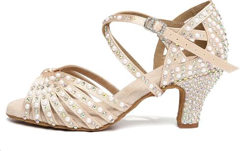 AOQUNFS Women's Rhinestones Latin Dance Shoes Ballroom Salsa Performance Professional Practice Dancing Shoes in Saudi Arabia
