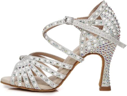 AOQUNFS Women's Rhinestones Latin Dance Shoes Ballroom Salsa Performance Professional Practice Dancing Shoes in Saudi Arabia