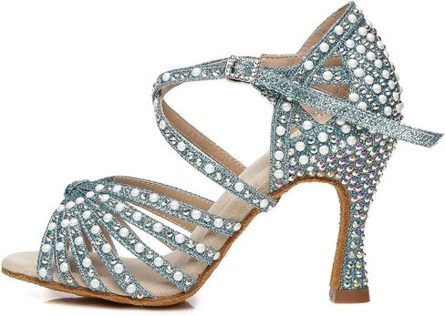 AOQUNFS Women's Rhinestones Latin Dance Shoes Ballroom Salsa Performance Professional Practice Dancing Shoes in Saudi Arabia