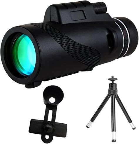 80×100 Black Monoculars Standard Package Includes Smartphone Mount and Tripod Accessories (Black) in Saudi Arabia