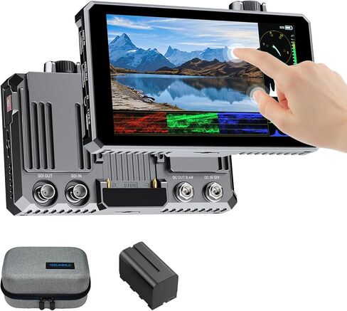 FEELWORLD SC6 6 Inch 1500nit 3G-SDI FHD Touch Aluminum Field DSLR Camera Monitor with NP-F750 Battery 4K HDMI60Hz in/Out 3D LUT HDR Multi Function Knob for Outdoor & Filmmaking, Carry Case & Sunshade in Saudi Arabia