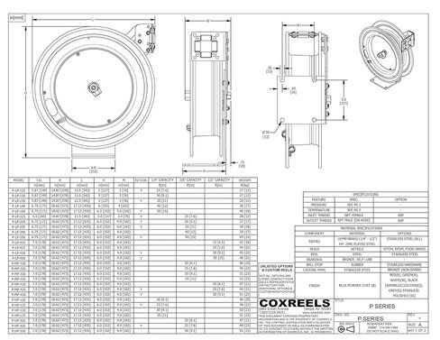 Coxreels P-LP-350-HV Retractable Low Pressure Spring Rewind Hose Reel: 3/8" I.D., 50' Hose Capacity, with high Visibility Safety Hose, 300 PSI, Made in USA in Saudi Arabia