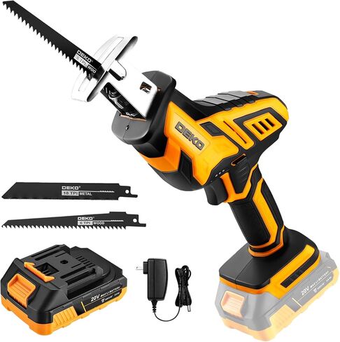 Cordless Reciprocating Saw: DEKOPRO 20Volt Battery Powered Mini Reciprocating Saw, Compact Electric Metal Blades Tool, Power Hand Saws for Wood work, Cut in Saudi Arabia