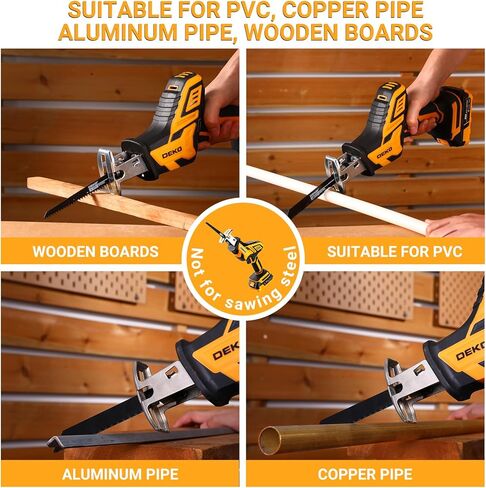 Cordless Reciprocating Saw: DEKOPRO 20Volt Battery Powered Mini Reciprocating Saw, Compact Electric Metal Blades Tool, Power Hand Saws for Wood work, Cut in Saudi Arabia