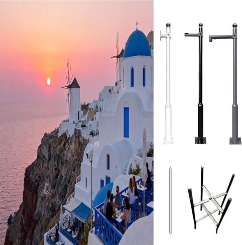 Weatherproof Security Camera Pole - Drill-Free Installation, Compatible with 99% of Cameras, Outdoor Surveillance Mount - 2.5m/98'' Height, Durable Black Design in Saudi Arabia