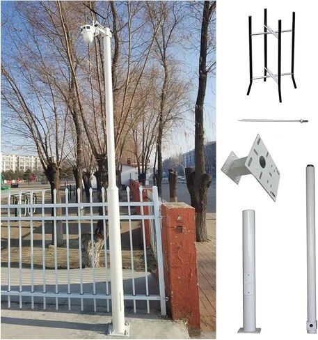 Adjustable Security Camera Pole, 3 Sections 6.6-19.7 FT, Universal Outdoor Surveillance Stand with Lightning Rod for Enhanced Stability - Ideal for All Security Cameras in Saudi Arabia