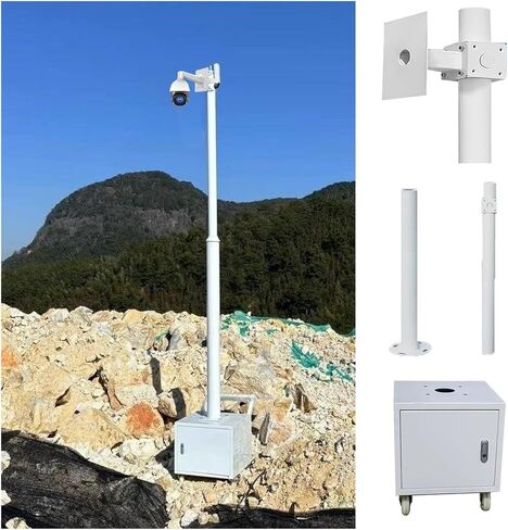 Detachable Mobile Surveillance Pole for Construction Sites - Adjustable 6.6-13.1ft Height, 4 Universal Wheels & Lockable Storage Box for Enhanced Security and Mobility in Saudi Arabia