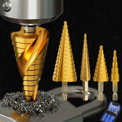 Drilling Power with This Titanium-Coated HSS Step Drill Bit Set - Perfect for Wood & Meta in Saudi Arabia